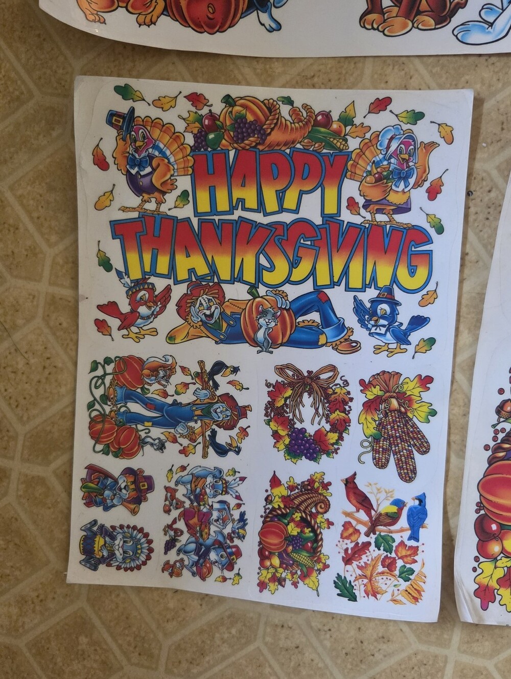 Vintage Halloween Thanksgiving Window Clings Ghost Witch Cat Pumpkin Lot Of 6 - Picture 4 of 12